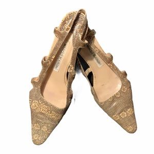 Manolo Blahnik Slingback Snakeskin Mules